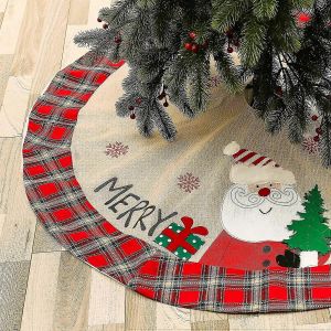 Jupe de sapin de No&euml;l de 47 pouces (&agrave; carreaux, vieil homme tenant un sapin) - Neuf