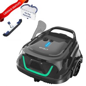 WYBOT A1 Robot de piscine sans fil,double filtre, aspirateur robot,autonomie 120min,charge rapide 2,5h,pour piscines hors sol à fond plat,avec tête de brosse et écumoire - Neuf