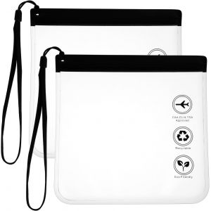 TIANYI-Lot de 2 trousses de toilette de voyage transparentes - Approuvées par la TSA - Anti-fuite - 20 x 20 cm - Avec corde de suspension - Accessoires de voyage portables - Sacs de maquillage - Neuf