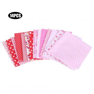 Hjlian Lot De 14 Tissus En Coton A Motifs Floraux, Pois, Rayures, Etoiles Et Carreaux, 25 X 25 Cm - Neuf