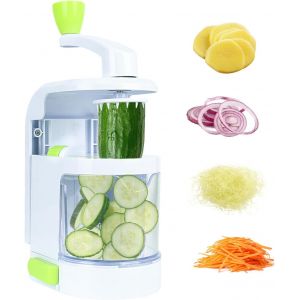 Chenquansarl-Coupe-Légumes En Spirale, 4 En 1, Manivelle, Courgette, Spaghetti, Avec Fond Antidérapant Et Récipient Pour Carotte, Concombre, Pommes De Terre, Courgettes - Neuf