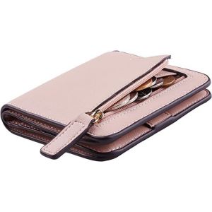 (Rose) Portefeuille pour femme Shield Petit portefeuille compact &agrave; deux volets en cuir de luxe Mini portefeuille pour femme avec fen&ecirc;tre pour carte d'identit&eacute; - Neuf