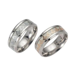 Hommes S Bande Ma&ccedil;onnique Franc-Ma&ccedil;on Lumineux En Acier Inoxydable Anneaux Taille 6-13 - Neuf