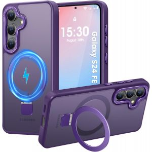 TRAHOO-Coque pour Samsung Galaxy S24 FE Plus, Magnétique Robuste Anneau de Support Invisible, Protection Militaire, étui Antichoc pour Samsung S24 FE Plus(Violet foncé) - Neuf
