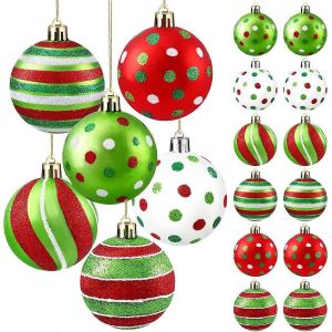 18pcs Boules de No&euml;l Ornement de 2.4 Pouces Scintillant de la Pendaison de No&euml;l Boules pour un Arbre de D&eacute;coration pour la Maison - Neuf