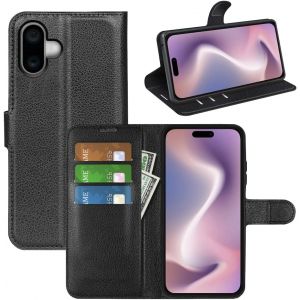 KALANKA-Coque pour iPhone 16, Antichoc Portefeuille &Eacute;tui Housse en Cuir &agrave; Rabat Flip Cover Case avec Silicone Bumper, Porte Carte, B&eacute;quille, Boucle Magn&eacute;tique pour iPhone 16, Noir - Neuf