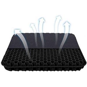 SUBZONAL-Coussin de si&egrave;ge en gel &eacute;pais avec rev&ecirc;tement antid&eacute;rapant - Respirant - Motif nid d'abeille - Absorbe les points de pression pour voiture, chaise de bureau, fauteuil roulant (noir) - Neuf