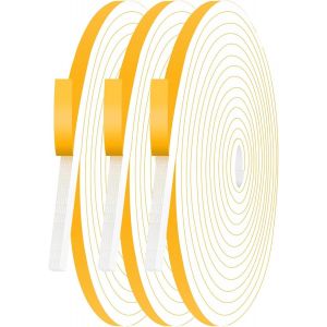 27m Joint Porte Isolation,6mmx3mm Joint Fenetre Isolation Anti Froid Blanc,Bande Etancheite Autocollante Isolant Fenêtre Contre Le Vent,Anti Pluie,Anti-Bruit (Blanc,9mx3 Rouleaux(6x3mm)) - Neuf
