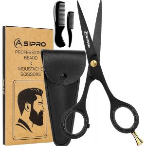 Eryi-Ciseaux Barbe Et Moustache Ensemble Comprenant Peigne Barbe Et Peigne Moustache Avec Étui De Transport, Beard Trimming Scissors Petit Ciseaux Entretien Barbe Homme Ciseaux Moustache Homme - Neuf