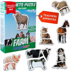 KAL-Puzzle Magnetique Enfant Animaux De Ferme - 6 Grand Animaux Magnetiques - Magnet Frigo Enfant - Puzzle Animaux - Puzzle Enfant - Puzzle Bebe - Puzzle Enfant 3 Ans - Magnet Puzzle -Puzzle 6 Ans - Neuf