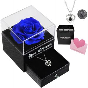 Coffret Rose Eternelle Avec Bijoux,Bijoux Collier Femme Fantaisie,Idee Cadeau Femme - Neuf