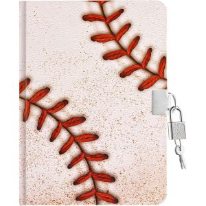 Journal de Baseball Pour Enfants,Journal Lumineux Pour Garçons avec Cadenas et Clés,Bloc-Notes Ligné A5 Pour L'École,Carnet de Notes Pour Écriture Dessin Cadeau D'anniversaire ou de Noël - Neuf