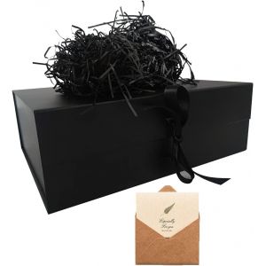Boîte Cadeau Vide Avec Couvercle Magnétique Et Ruban,Carton Pour Emballage De Cadeaux D'anniversaire Et De Saint-Valentin, Noire, 33x26x11.5 Cm - Neuf