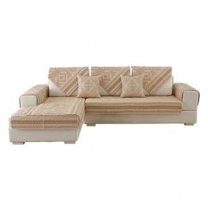 Hjlian Housse De Canape Moderne En Coton Brode Beige (70 X 150 Cm) - Neuf