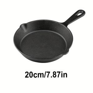 Poêle À Frire De Cuisine,Poêle À Frire En Fonte Avec Poignée Résistante À La Chaleur,Ustensiles De Cuisine Pré-Assaisonné Pour Frire,Sauter,Cuisiner-20cm-16cm-25cm - Neuf