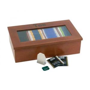 Aps Bo&icirc;te &Agrave; Th&eacute; Et Infusion, En Bois, 4 Cases, Brun Fonc&eacute; - Neuf