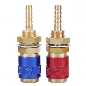 Lot de 2 adaptateurs M6 rouges et bleus refroidis a l'eau et au gaz, raccords rapides pour torche de soudage TIG - Neuf