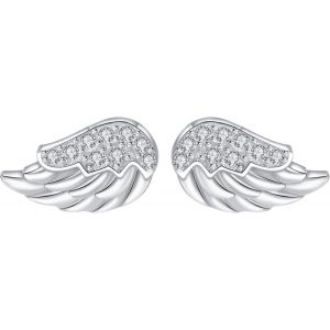 Boucles D'oreilles Asymétries Femme Argent Sterling 925 Boucles D'oreilles Ange Et Diable Avec Zircones Bijoux Cadeaux Pour Femmes Épouse Amie Mère.[X3110] - Neuf