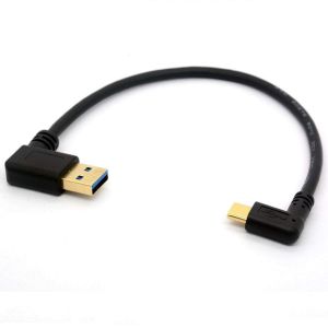KALANKA-CentBest USB 3.0 90 º vers câble mâle de type C coudé vers la gauche/droite Cordon d'extension USB C plaqué or transfert de données câble de synchronisation(90°Type C-USB 3.0 A Right) - Neuf