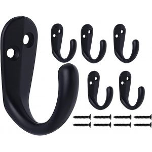 Crochet Porte Manteau Noir,6 Pateres Muraux Retro Lourd Metal Crochets Murale Individuelle pour Maison Porte Entrée Cuisine Chambre Salle de Bain Garage - Neuf