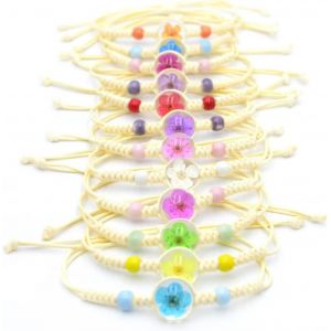 Kalanka-Bracelet Bresilien,Cadeaux Anniversaire Femme,Goodies Anniversaire Enfant,Bracelt Tressé Avec Fleurs Colorées Réglable Bracelets Tissé Pour Femmes Bracele Amitié Fille Adolescents - Neuf
