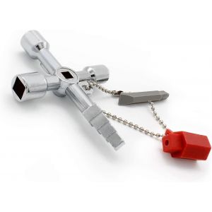 Clé transversale universelle,clé multifonction pratique à 4 voies,clé d'armoire de commande en argent,utilisée pour l'eau - Neuf