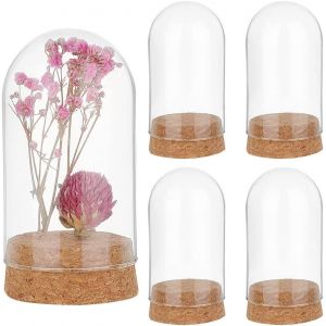 4 x Glass Dome Bell,Glass Bell with Cork Base Small Glass Bottles Dome Jars Decorative Display Case for Flowers Home Decoration Birthday 4.8 x 9.2 cm - Neuf
