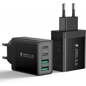 2pack Chargeur Usb C, 40w Chargeur Iphone Rapide Multiple Prise Usb C Pour Iphone 16 15 14 13 12 11 Pro Max Xs Xr Se 8 7 6s Plus Mini, Ipad, Samsung Galaxy, 4-Port Adaptateur Secteur Type C [Z2429] - Neuf