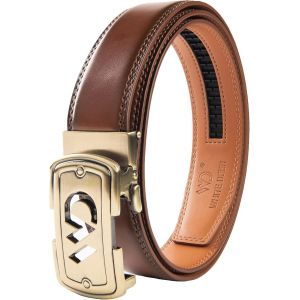 Cauc-Ceinture En Cuir &Agrave; Cliquet Pour Homme Sans Trous, Fermeture Automatique, Pour Costume D'affaires Et V&ecirc;tements, Largeur 35 Mm, Taille R&eacute;glable - Neuf