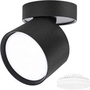 Kal-Spot En Saillie Led Pivotants & Orientables Ø84x80mm Noir Plafonnier Luminaire Apparent Incluse 6w Remplaçable Gx53 Ampoule 3000k Blanc Chaud 550lm Plafonnier Spot Led Downlight - Neuf