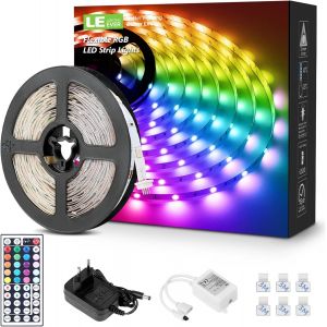 Chenquansarl-Le 5m Ruban Led 5050 Rgb Multicolore Dimmable, Bande Lumineuse Découpable, 20 Couleurs 8 Modes, Contrôlé Par Avec Télécommande À 44 Touches, Lumières Led Décoratives Pour Noël, Hôtel, Ch - Neuf