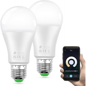 Ampoules Led E27 Connectée Alexa,Ampoule Led Intelligente 12w Équivalent 100w Bluetooth Smart Bulb Culot À Vis E27,Lumière Blanc Chaud 2700k Blanc Froid 6000k Intensité Variable Lot De 2 - Neuf