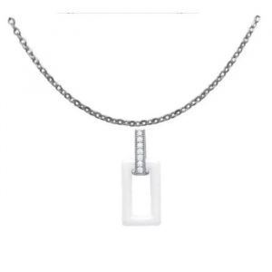 Collier - Bijouxia - Pendentif C&eacute;ramique - Argent Massif 925 - Oxyde De Zirconium - Blanc - Neuf