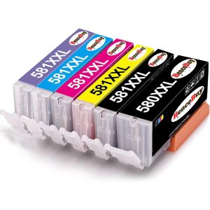 Senior-Cli-581 Pgi-580 Cartouche D'Encre Compatible Canon 580 581 Xxl Pour Canon Pixma Ts8150 Ts8151 Ts8152 Ts8250 Ts8251 Ts8252 Ts8350 Ts8350A Ts8351 Ts8351A Ts8352 Ts8352A (6 Pack)[L1637] - Neuf