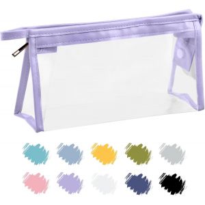 Trousse Scolaire, Trousse Transparente Scolaire Garcon et Fille, Trousse Toilette Transparente Hommes, Femmes, Pochette Maquillage de Voyage, Trousse Ecole, PVC, Pencil Case Violet x 1 - Neuf