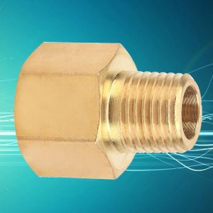 Adaptateur de raccord de tuyau en laiton pour manometre 1/4" BSPT male vers 3/8" NPT femelle - Neuf