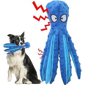 (Bleu) Peluche Verser Chien Qui Couine, Jouet À Mâcher Verser Chien Sans Poulpe En Peluche Avec Papier Froissé Jouet De Nettoyage Des Dents De Chien En Peluche Verser Chien De Taille Moyenne - Neuf
