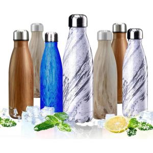 Letnerny-Bouteille D'eau En Acier Inoxydable &iquest; Bouteille Isotherme Sous Vide, Double Paroi En M&eacute;tal Sans Bpa, Jusqu'&agrave; 12/24 Heures Chaud/Froid, &Eacute;tanche, Sport, Bureau, Gym, Voyage, Un Xe, 500 Ml - Neuf