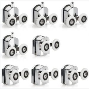 Lot de 8 roulettes de rechange pour porte de douche coulissante en alliage de zinc, diamètre 23 mm, pour salle de bain - Neuf