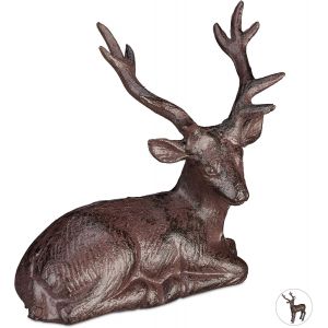 BHHBB-Figurine, cerf, résistant aux températures, pour Jardin, Balcon, en Fonte, différentes Tailles, Brun, foncé, M - Neuf