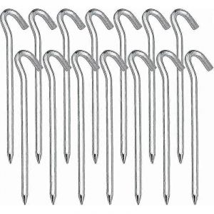 14 Pi&egrave;ces Piquets De Sardines,Piquets De Tente En Acier Piquets De Sol Crochet Pour Le Jardinage De Tente De Camping,18cm - Neuf