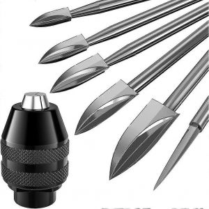 7 Bits De Sculpture Sur Bois,Outil De Perceuse &Agrave; Gravure Hss &Agrave; Tige De 1/8 Pouce Accessoires De Meulage D'artisanat En Bois Avec - Neuf