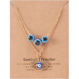 Kal-Collier Mauvais ?il, Collier Du Troisième ?il Collier Amulette Bleu Mauvais ?il Collier Chanceux Turc Mauvais ?il Collier Oeil Bleu Chanceux Bijoux De Protection Pour Hommes Femmes - Neuf