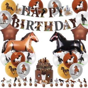 ChicSlick-Decoration Anniversaire Cheval, Cheval Decoration Anniversaire Enfant, Cheval Thème Fête D'Anniversaire Accessoires, Ballons De Course De Chevaux Pour Les Fournitures De Fête Weste[X2458] - Neuf
