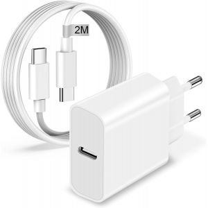 Chargeur Rapide Iphone 16 Pro Max/15 Plus/15, 20W Chargeur Usb C Adaptateur Iphone Prise Secteur Usb C Chargeur Type C Et 2M Câble Usb Charge Rapide Pour Apple Ipad Pro/Air/Mini - Neuf