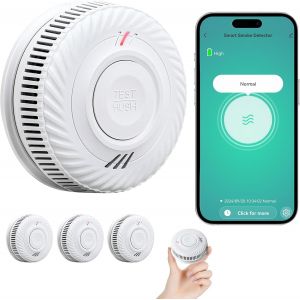D&eacute;tecteur de Fum&eacute;e WiFi avec 10-Ans Batterie, Intelligent Alarme Incendie avec Capteur Photo&eacute;lectrique Conforme &agrave; la Norme EN14604, Compatible avec Tuya/Smart Life APP, 3St - Neuf