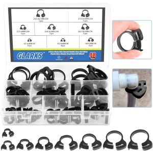 Lot de 48 colliers de serrage &agrave; cliquet robustes en nylon noir de 8 tailles, 6,6 &agrave; 27,2 mm, assortiment de colliers de serrage &agrave; cliquet en plastique (noir, 48 pi&egrave;ces) - Neuf