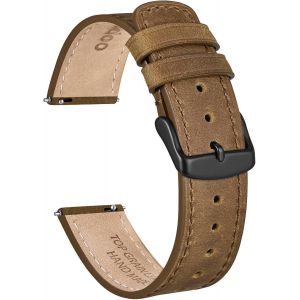 Kal-Bracelets De Montre En Cuir De Cheval Fou Pour Hommes Femmes, Bande De Remplacement Vintage À Dégagement Rapide De 18 Mm 20 Mm 22 Mm Avec Acier Inoxydable - Neuf