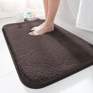 KAL-Tapis De Bain 50 X 80 Cm, Antidérapant, Doux, Absorbant L'Eau, En Microfibre, Pour La Salle De Bain, Lavable En Machine, Pour Baignoire, Douche Et Salle De Bain (Café) - Neuf