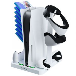 Station De Charge Psvr 2 Et Ps5 Avec Ventilateur De Refroidissement, Support Jdgpokoo Psvr2 Avec Station De Chargement Pour Contrôleur Ps Vr2 Et Ps5, Support D'affichage De Charge Ps5 Vr2 Pour Playstation Vr2 Avec Casque Et Support De Stockage De Jeu - Ne